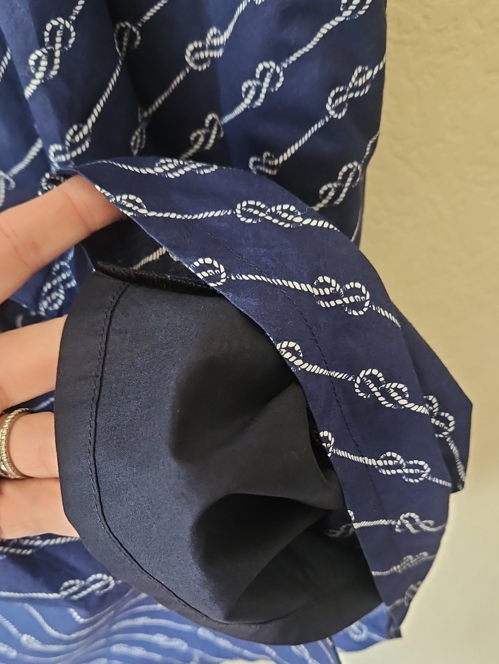 Navy Chain-Print Button-Front Dress 346 Brooks Brothers Size 6 - Picture 5 of 7